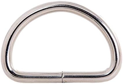 Layseri Pack од 40 метал Д прстен 1 инч не заварен никел обложен за чанта, багаж, ранец, шиење, приврзок за клучеви, прицврстувач,