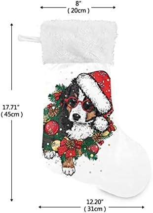 Алаза Божиќни чорапи кученце во Божиќен венец и капа Класик Персонализирани големи декорации за порибување за семејни празнични сезони
