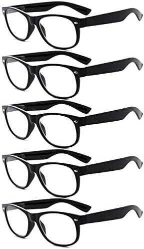 Очила за читање на очила на очите на 80 -тите години за жени 5 пакувања црна рамка со читатели на желки за раце +1,25
