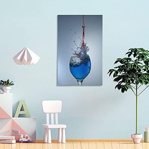 Црвено вино стакло wallидна уметност сина вина чаша wallидна декор платно постери отпечатоци за дневна соба спална соба канцеларија