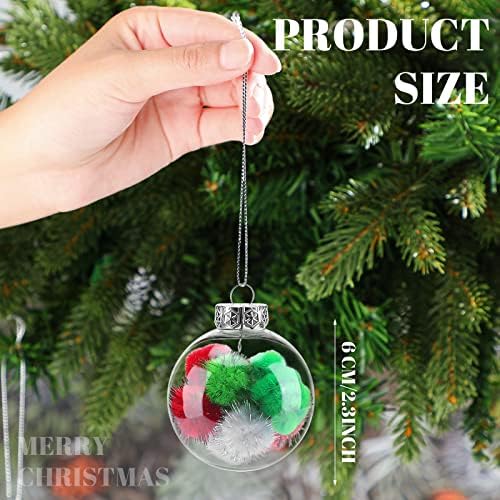 Божиќни украси од топка 2,36 инчи чисти пластични висечки украси ， украсени со црвено зелено бело столбови за украси за украсување