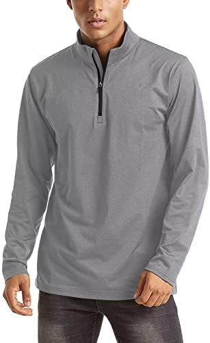 Mefitevd машки пуловер 1/4 zip руно со долги ракави кошули суво вклопување перформанси трчање атлетски тренинзи врвови голф поло маици