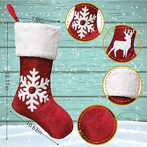 JXCMHG Божиќни чорапи, 2 пакувања 18 инчи, бонбони чорапи, за Божиќ и камин што висат чорапи од празници со кадифен украси, за украси за