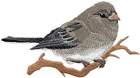 Надвор од видот обичај птици [Junco Bird] Везено железо на/шива лепенка [5,7 W x 3]