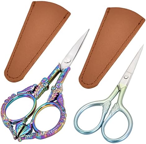 Лобод 2 парчиња ножици за гроздобер стил - мали гроздобер остри детали ножици за DIY занает, шиење, уметнички дела, ножици предиво