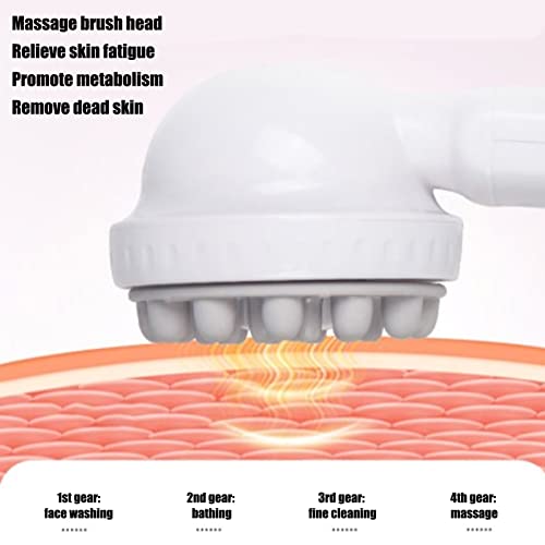 Електрична масажа глава за туширање, 3 во 1 Електрична глава за туширање IPX7 водоотпорен 4 брзини за масажа на кожата, ексфолирајќи ја нега