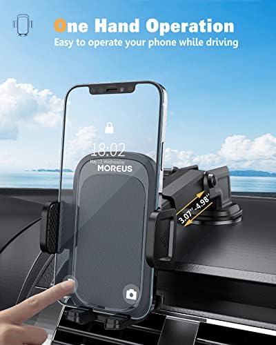 Монтирање на телефон со автомобил, Универзален држач за телефон со вшмукување и телескопска рака погодна за iPhone, Samsung, Google, Huawei,