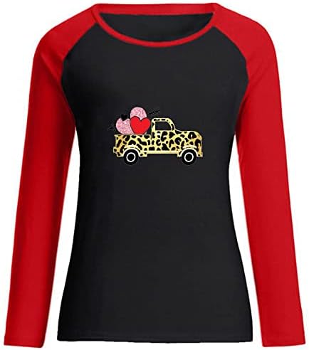 Секси раглан кошула женски в Valentубени в Valentубени долги ракави врвни леопард автомобил графички маички со маички О-врат Туника