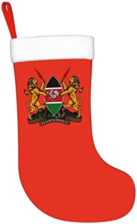 Национален амблем на Cutedwarf Национален амблем на Кенија Божиќна декорација Класичен 18 инчи камин виси чорап