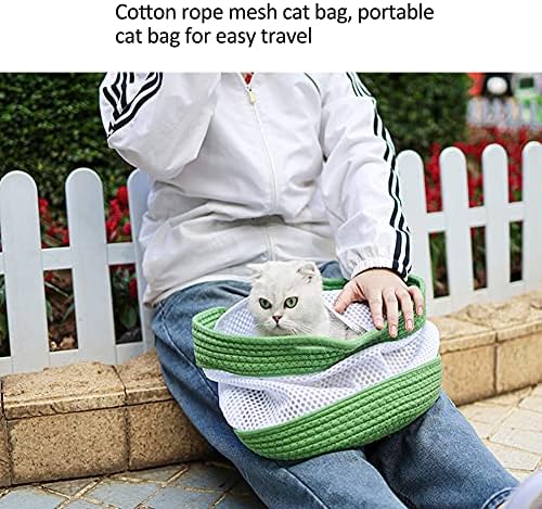 РЕДХОНГ памучно Јаже Мрежест Ранец За носење мачки Што Носи Миленичиња Лесен За Патување Отпорен На Гребење Отпорен На Дишење Торба