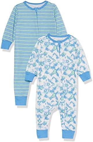 Костуми за игра за бебиња на Ханес Унисекс-бебе, крајни пижами за бебиња Зипин, костуми за спиење и игра, 2-пакувања