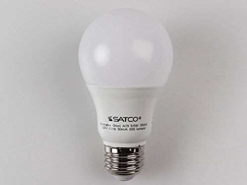 Satco S29837 Матирана LED Сијалица, 9.8 Вати, 120v, А19 Средна База, 3500K Неутрален Бел, 60W Еквивалент, Заменува S9837, 2500 часа