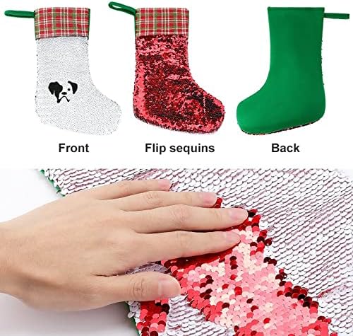 Боксер куче Божиќно продолжение за порибување семејни чорапи Декори за дрво слатко висечки украси украси за Божиќ 9,9 x 13.2