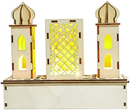 Нубестински фенер декоративен Рамадан Мубарак Декоративни светла еид дрвени LED светла таблети украси без батерија за материјали за домашни