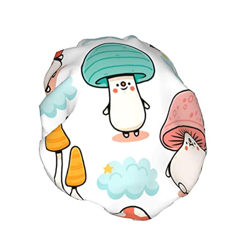 Туш капа за коса голем цртан филм симпатична капа за бања со печурки преносно капаче за коса Грејс прилагодливо водоотпорно капаче за туширање