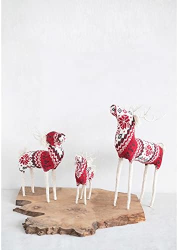 Креативно ко-оп-памучен плетен и ирваси за жица со шема на островот Феи, црвена, крем и црна боја