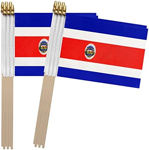 ЦМД Костарика Стап Знаме Костарика Мали Мини Рачни Знамиња, 5х8 Инчи, 12 Пакет