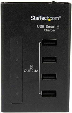 Startech.com 4 -порта за полнење станица за USB уреди со паметно полнење - 48W/9.6A - Посветен десктоп станица за полнење со повеќе уреди за USB