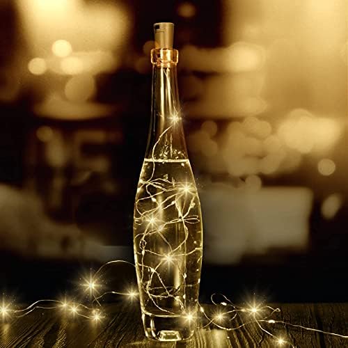 Aothod 28 пакуваат светла за шише со вино со плута - плута светла за шишиња со вино 7 метри сребрена жица мини плута самовила батерија оперирани,