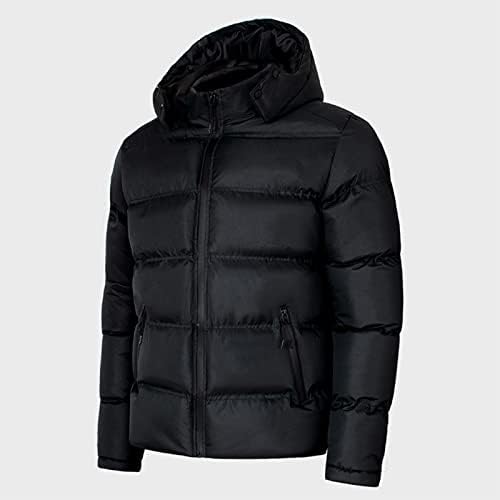 Xiaxogool Sherpa јакна, машки зимски палта со лесна изолирана подуена топла јакни зип џеб со качулка со ватирана јакна