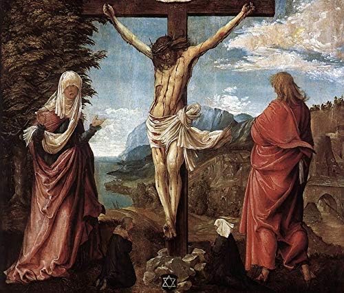 Палета за пеење 80 до 1500 $ Рака насликана од наставниците на уметнички академии - Wallидна уметност Христос на крстот помеѓу Марија и