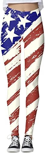 Masbird Legging за жени, женски 4 -ти јули хеланки Американски знаме тесни starsвезди тренингот со високи половини јога панталони
