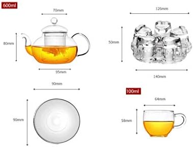 Задебелување стакло Кунг Фу чај сет дома филтер за домашен стаклен чај чај цвет чајник пакет 600 мл чај чаша
