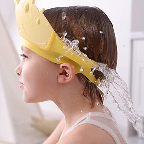 Заткки круна капа за туширање за деца девојчиња, мека прилагодлива бебешка коса за миење на косата за миење садови за бања за еднократна