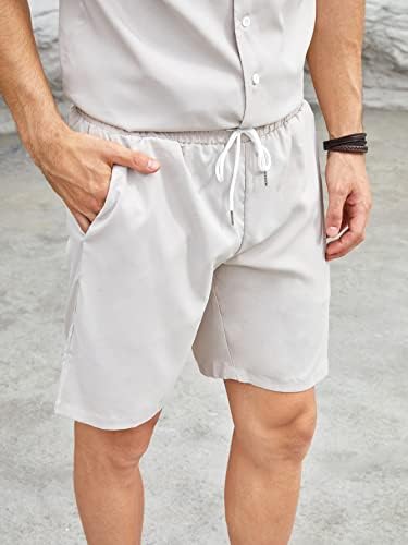Fdsufdy Облека со две парчиња за мажи со цврста маичка со џеб и шорцеви