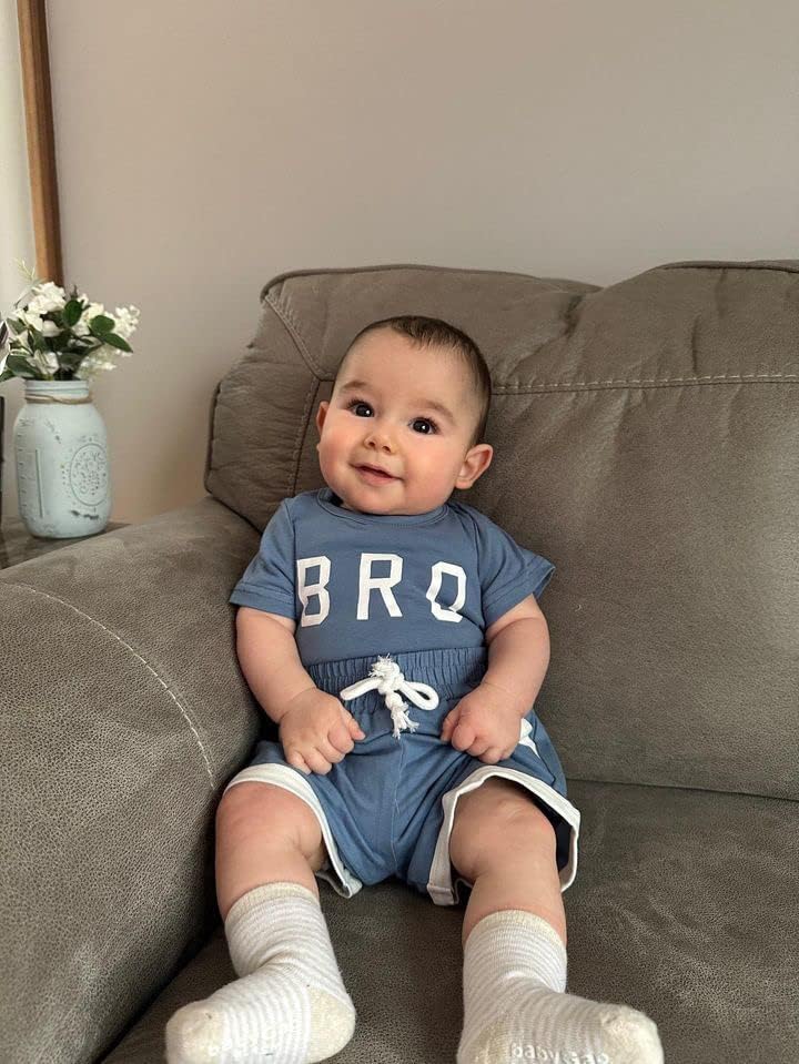 Hiha toddler бебе момче облека за новороденче писмо со кратки ракави печатено бебе маици шорцеви поставени летни шорцеви облеки