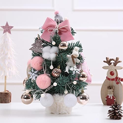 Cency Christmas Mini Мала Мала елка украс Десктоп новогодишно дрво злато црвено сет 35 см корејско беж дрво