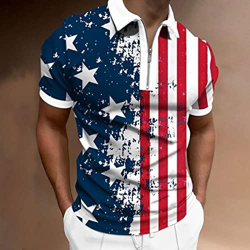 Руируилико машко американско знаме Поло кошули на 4-ти јули патриотски маици 2023 летни обични кратки ракави голф спортски поло