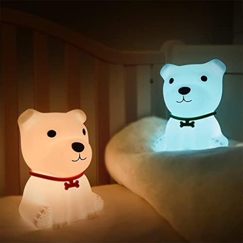 Zjhyxyh шарено куче LED ноќен светлосен сензор за допир силиконски USB ламба за спална соба за деца
