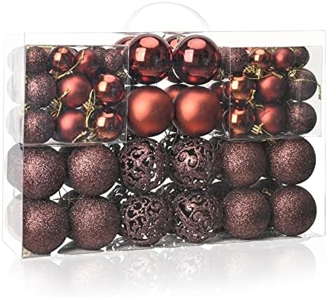 MeetXmas 100 парчиња топки за новогодишни украси, украси за божиќни топка за новогодишна елка, распрскувана висечка декорација