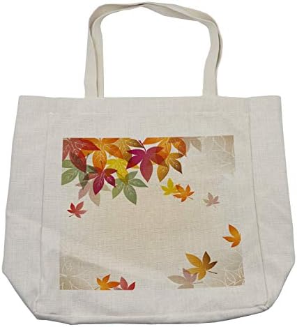 Торба за купување на есенски есен, силуети од лисја од јавор од јавор во пастелни бои Класична сивата графичка слика на природата, еколошка