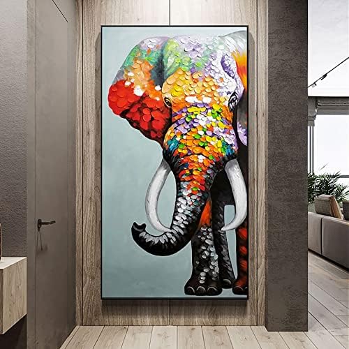 Интар 5Д DIY Дијамантски комплети за сликање за возрасни целосна вежба разнобоен слон мозаик крст бод за домашна дневна соба 27,6х15,7 инчи