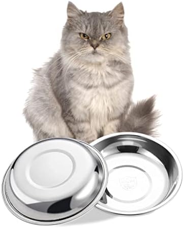 Вентила од не'рѓосувачки челик, чинија за мачки, сад за храна за мачки за затворени мачки, сад за мачки за замор, плитки јадења