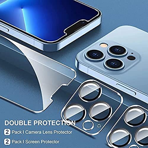 2 Пакет Заштитник На Екранот за iPhone 11 Pro Max [6.5 инчи] + 2 Пакет Заштитник На Објективот На Фотоапаратот, Калено Стакло Филм, HD