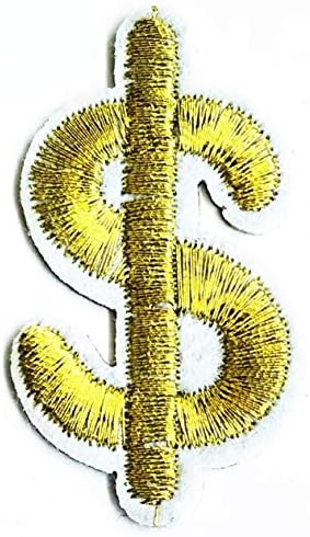 Еднаш x 3 парчиња. Големина Мал сјаен златен долар знак пари за цртани модни апликации закрпи извезени значки за печ за декоративна
