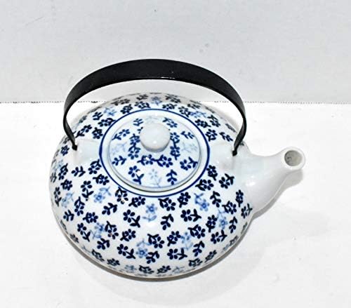 Нов порцелан кобалт сина маргаритка чај саксија со метална рачка топол пијалок чај за сервисирање чај има 3 чаши