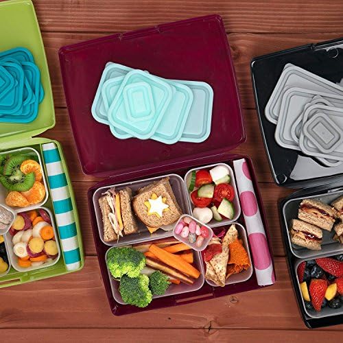 Бентологија Бенто кутија за ручек сет w/ 5 отстранлив, контејнери со доказ за истекување, оброци за оброк, прегради за подготвување храна