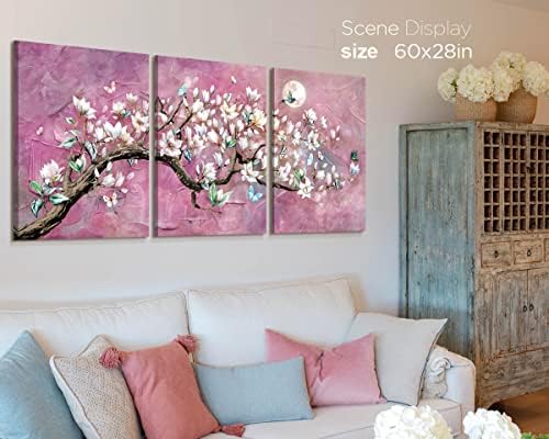 Цветна wallидна уметност цреша цвет виолетова wallидна слики Елегантна цветна цвеќиња со слики од пеперутка платно отпечатоци дополнителна голема