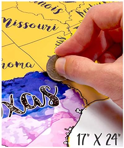 Слабење мапа од САД 17x24 инчи од McScout - Декоративен уметнички постер за wallидови за обележување на вашите патувања на - Делукс