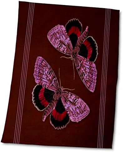 3 -от пеперутки на текстурирана бургундска позадина со лаванда линија Акценти крпа, 15 x 22, бело