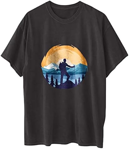 Врвна маичка за жени лето есен краток ракав 2023 облека модна памучна екипаж графичка плажа обична блуза C3