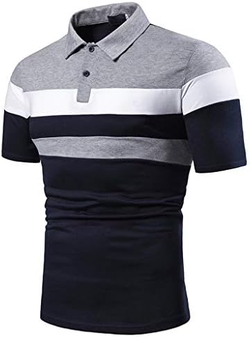 Менс обични поло маици со кратки ракави шарени бои за крпеница на крпеница Хенли врвови деловни работи тенок голф кошула
