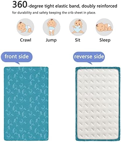 Сирена опашка тематска опремена мини члена со креветчиња, преносни мини креветчиња со меки и дишени чаршафи за креветчиња за девојчиња