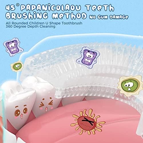 Патно четки за заби во облик на јогинго 2 пакет-деца четки за заби со мека глава за четка за четка за храна, четка за заби за орално чистење на