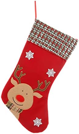 Божиќни чорапи крпа Божиќна чорапска торба и Божиќ што висат чорапи за украсување на забави и Божиќни црвени црвени сет свадбени кристали