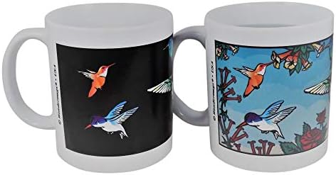 Магична кригла со колибри - кригла за промена на боја - кригла кафе - подарок за птици - Трохилида - големина 11oz
